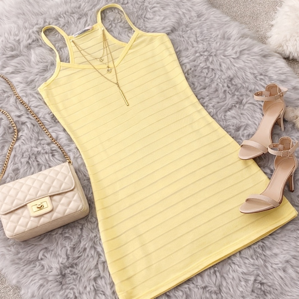Butter Yellow Striped Bluenotes Women's Long Y2K Tank Top Medium